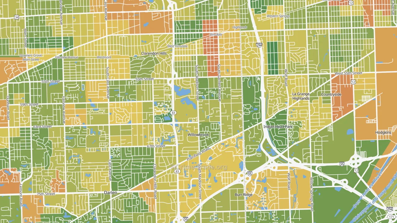 Hinsdale, IL Map of Vandalism Rates
