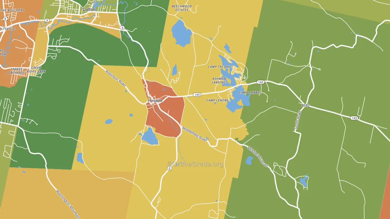 Hinsdale, MA Map of Vandalism Rates