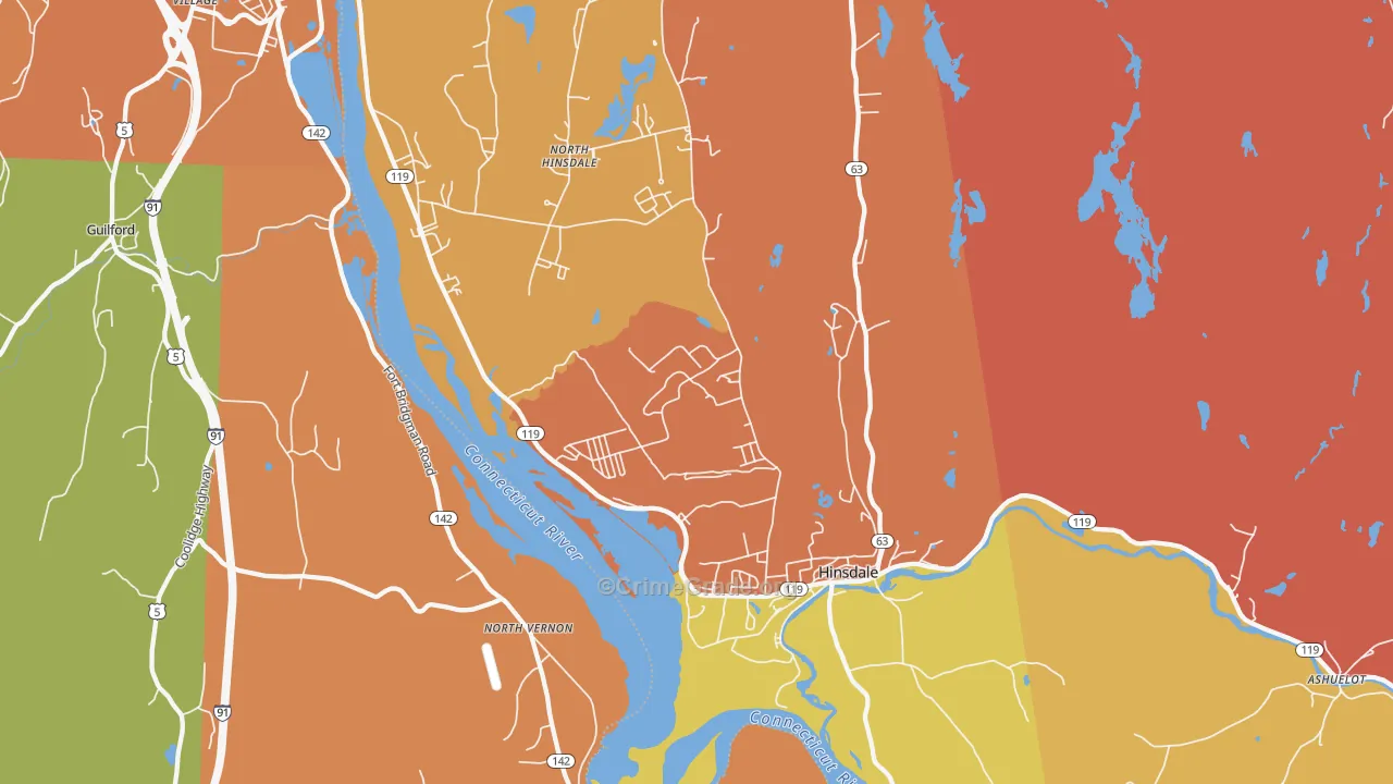 Hinsdale, NH Map of Vandalism Rates