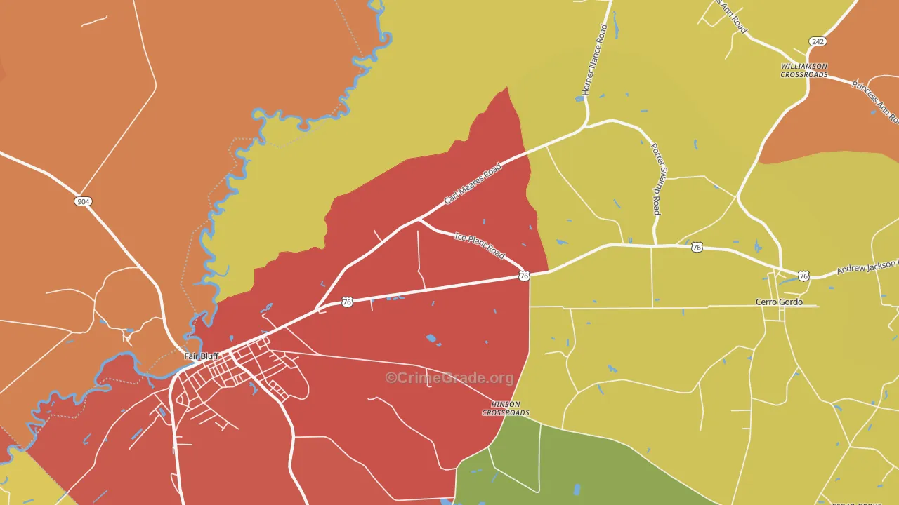 Hinson Crossroads, NC Map of Vandalism Rates