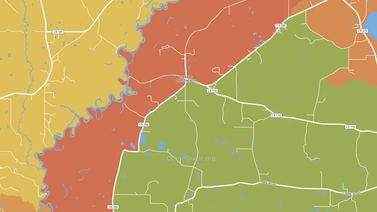 Hinsons Crossroads, FL Map of Vandalism Rates