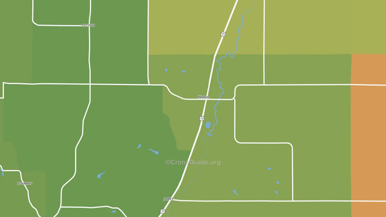 Hinton, IA Map of Vandalism Rates