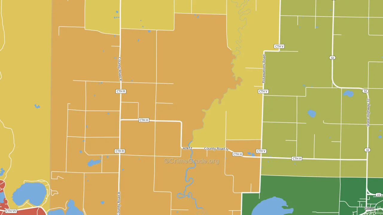 Hintz, WI Map of Vandalism Rates