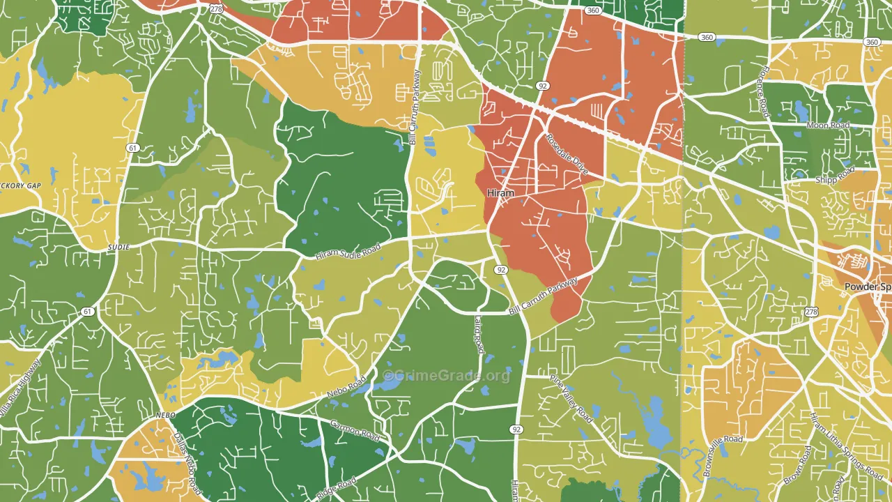 Hiram, GA Map of Vandalism Rates
