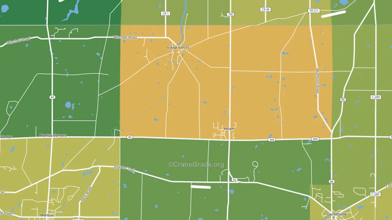 Hiram, OH Map of Vandalism Rates