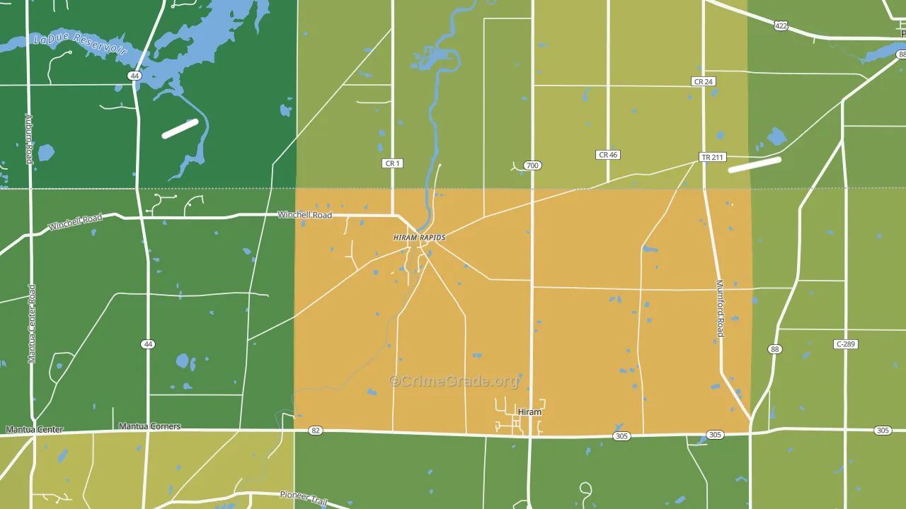 Hiram Rapids, OH Map of Vandalism Rates