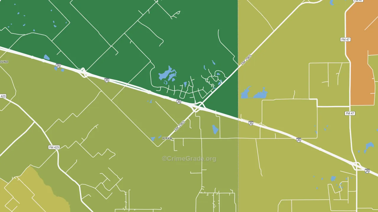 Hiram, TX Map of Vandalism Rates