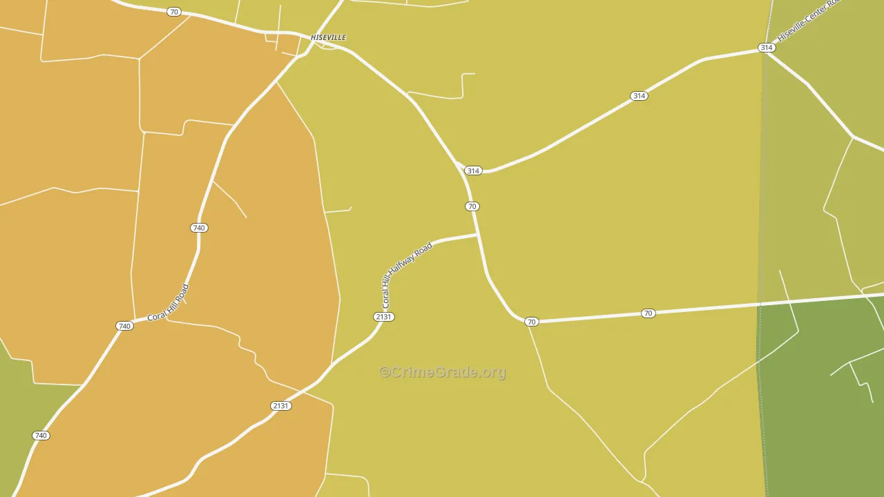 Hiseville, KY Map of Vandalism Rates