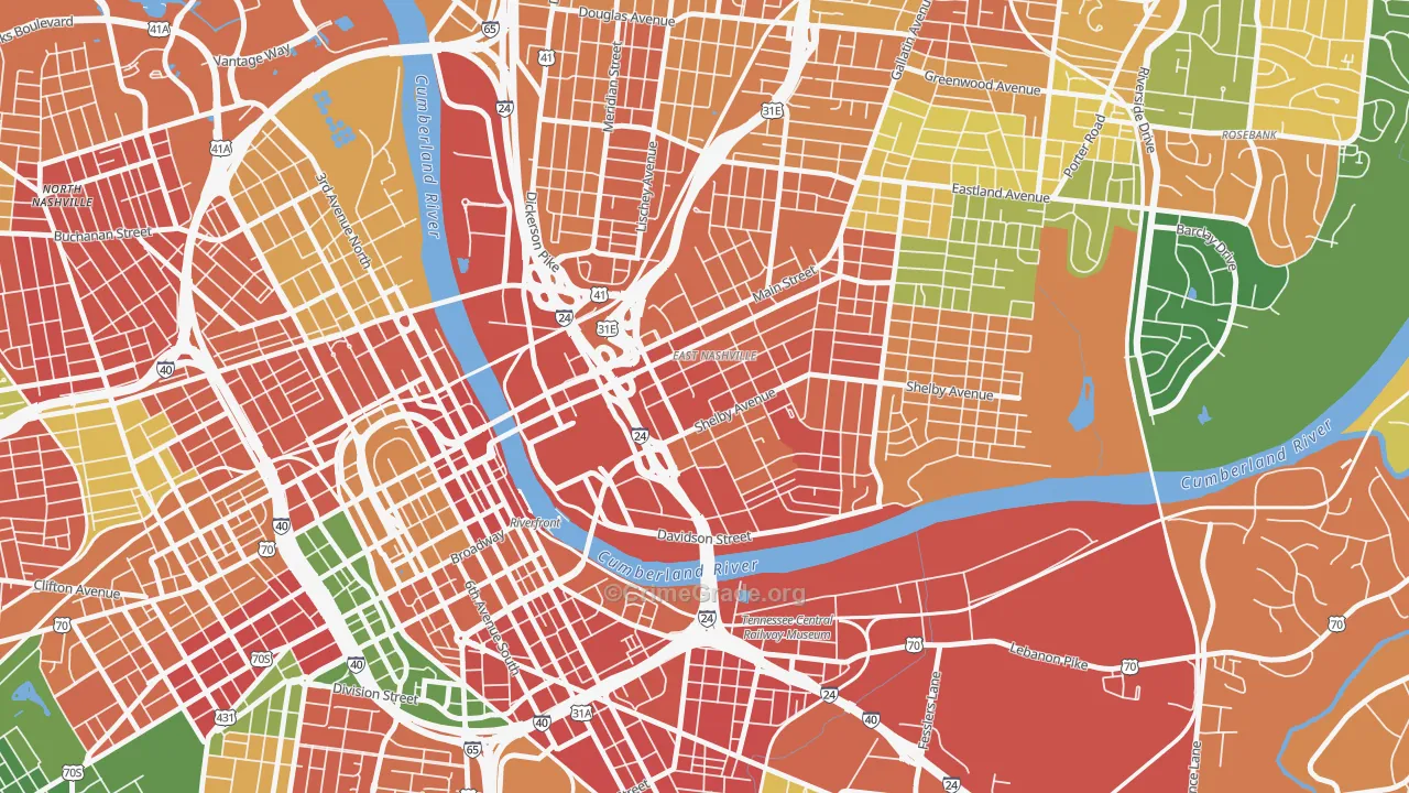 Historic Edgefield, Nashville, TN Map of Vandalism Rates