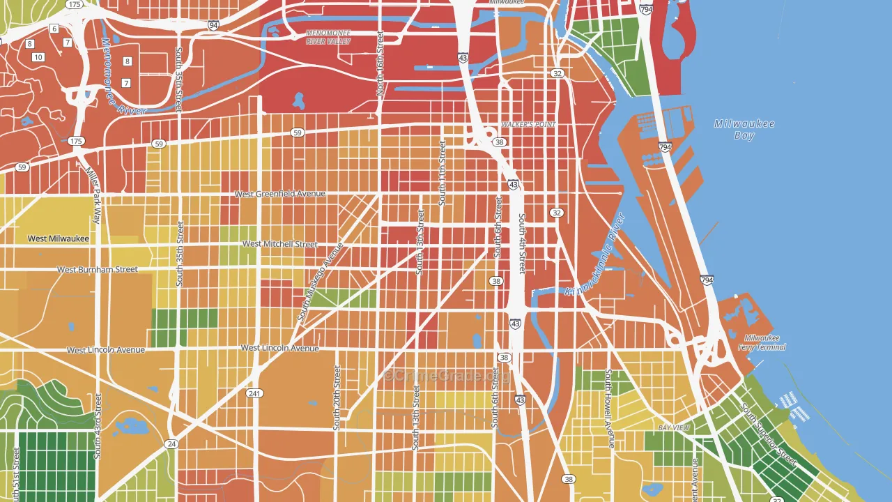 Historic Mitchell Street, Milwaukee, WI Map of Vandalism Rates