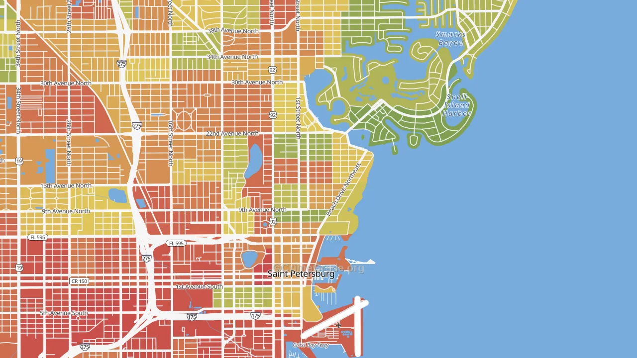 Historic Old Northeast, St. Petersburg, FL Map of Vandalism Rates
