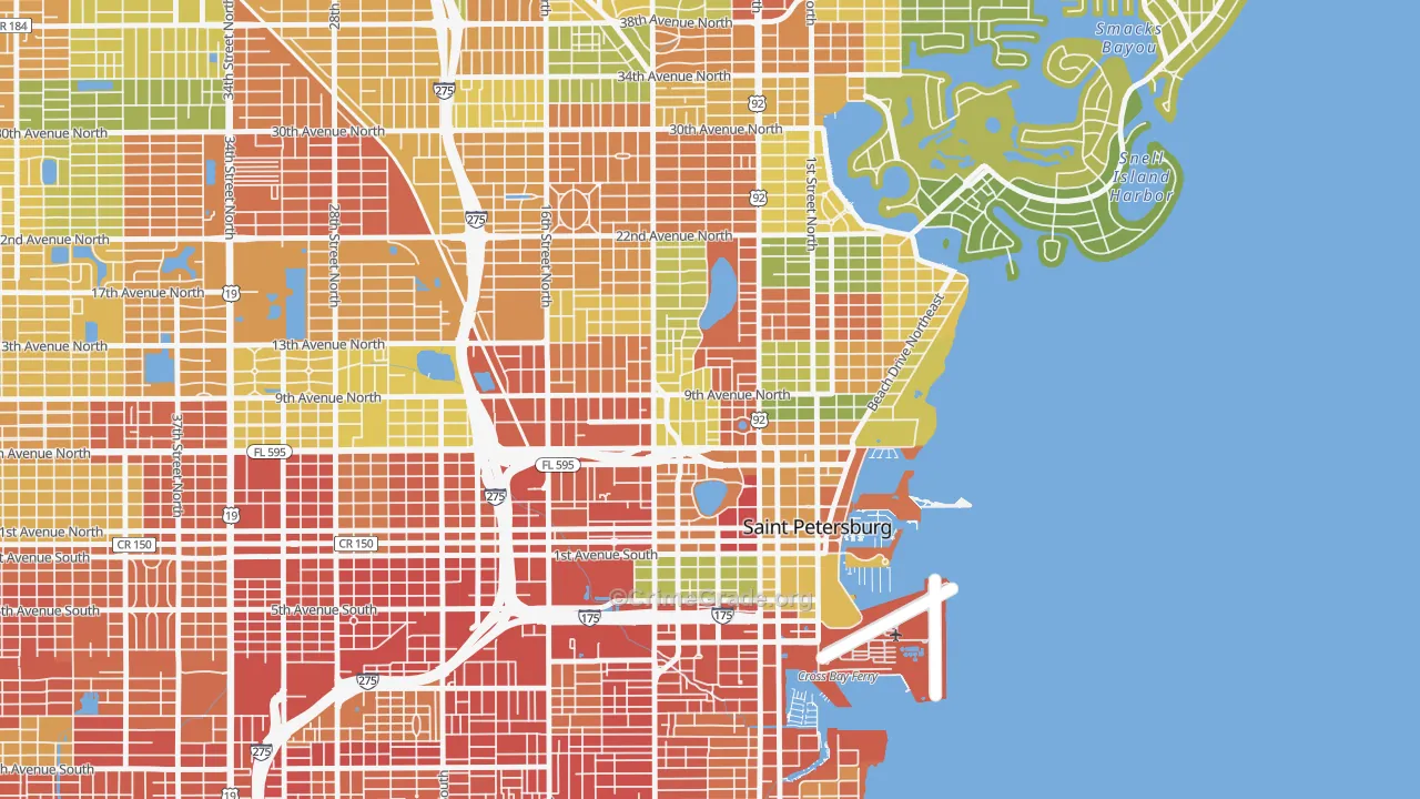 Historic Uptown, St. Petersburg, FL Map of Vandalism Rates