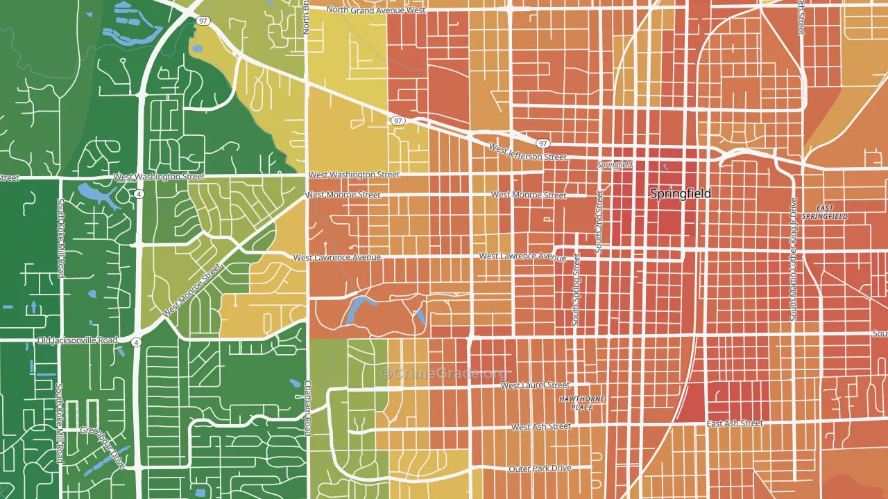 Historic West-Side, Springfield, IL Map of Vandalism Rates
