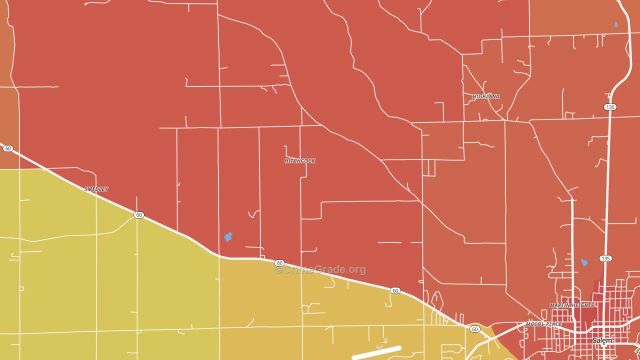 Hitchcock, IN Map of Vandalism Rates