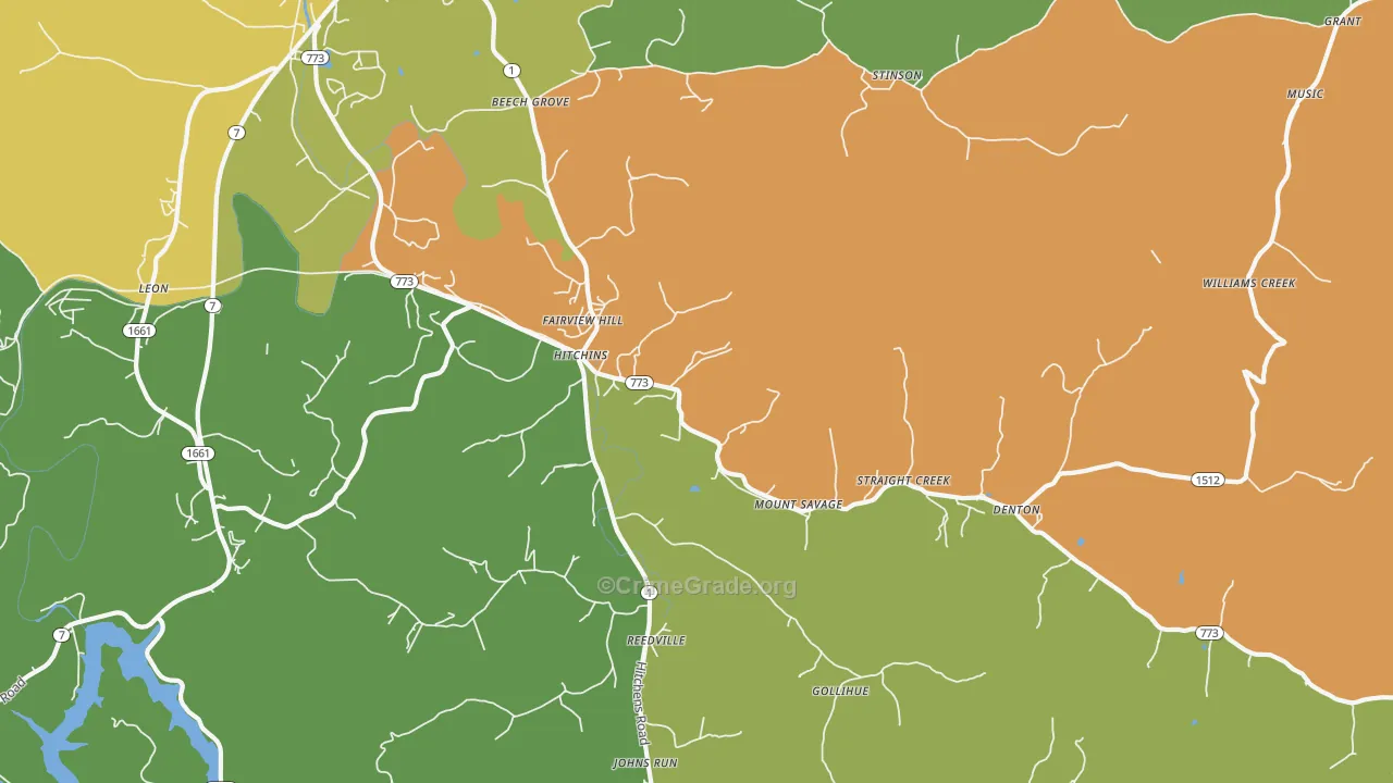 Hitchins, KY Map of Vandalism Rates