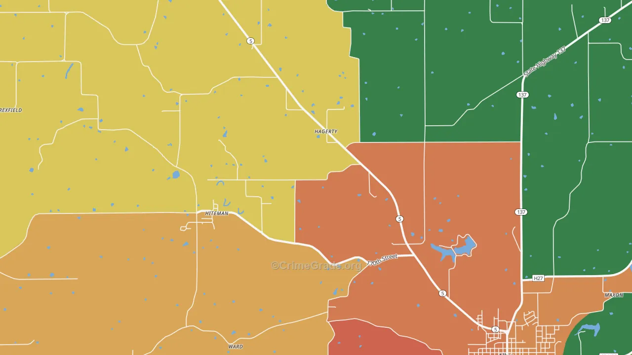 Hiteman, IA Map of Vandalism Rates