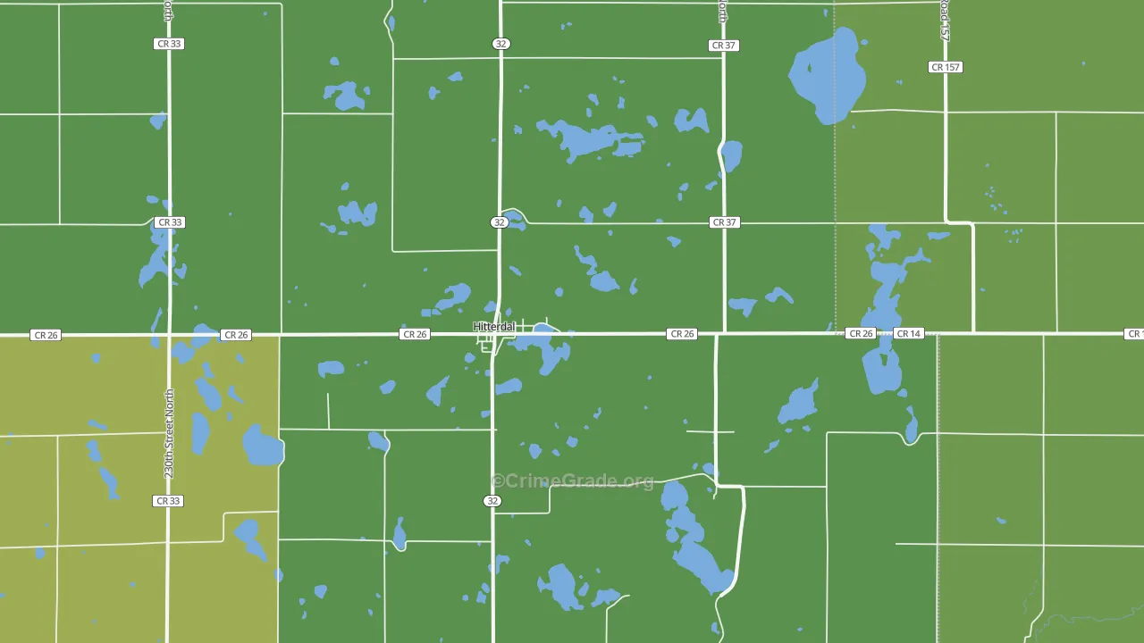 Hitterdal, MN Map of Vandalism Rates