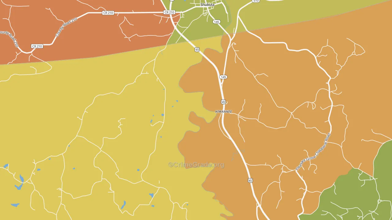 Hiwannee, MS Map of Vandalism Rates