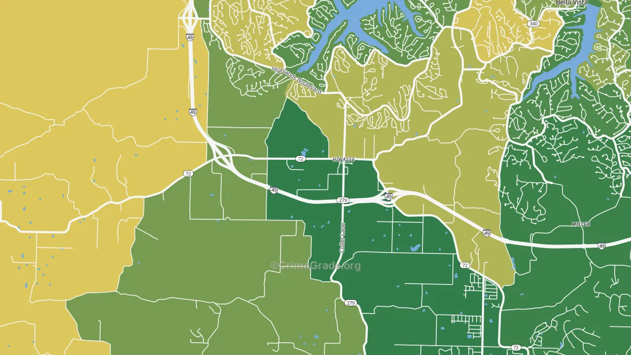 Hiwasse, AR Map of Vandalism Rates
