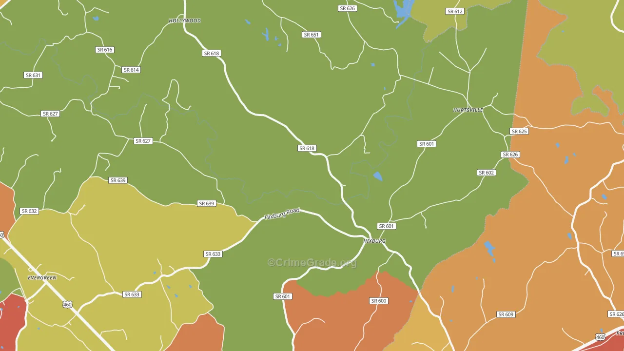Hixburg, VA Map of Vandalism Rates