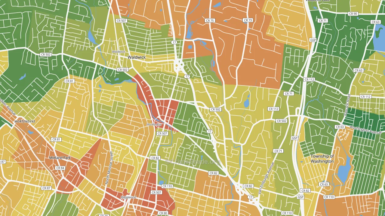 Ho-Ho-Kus, NJ Map of Vandalism Rates