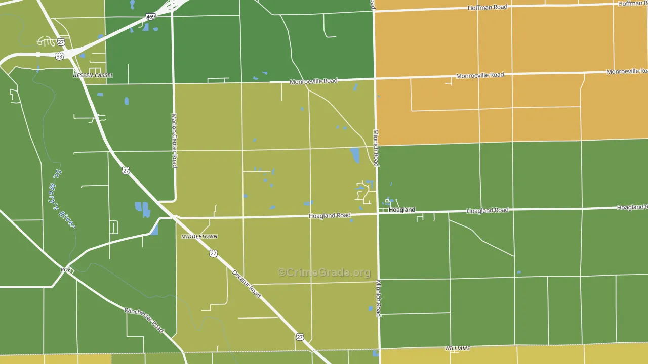 Hoagland, IN Map of Vandalism Rates