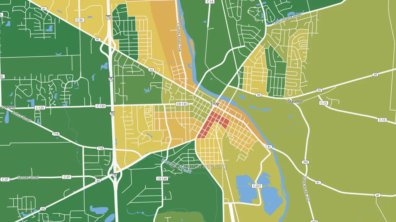 Hobart Circle Historic District, Troy, OH Map of Vandalism Rates