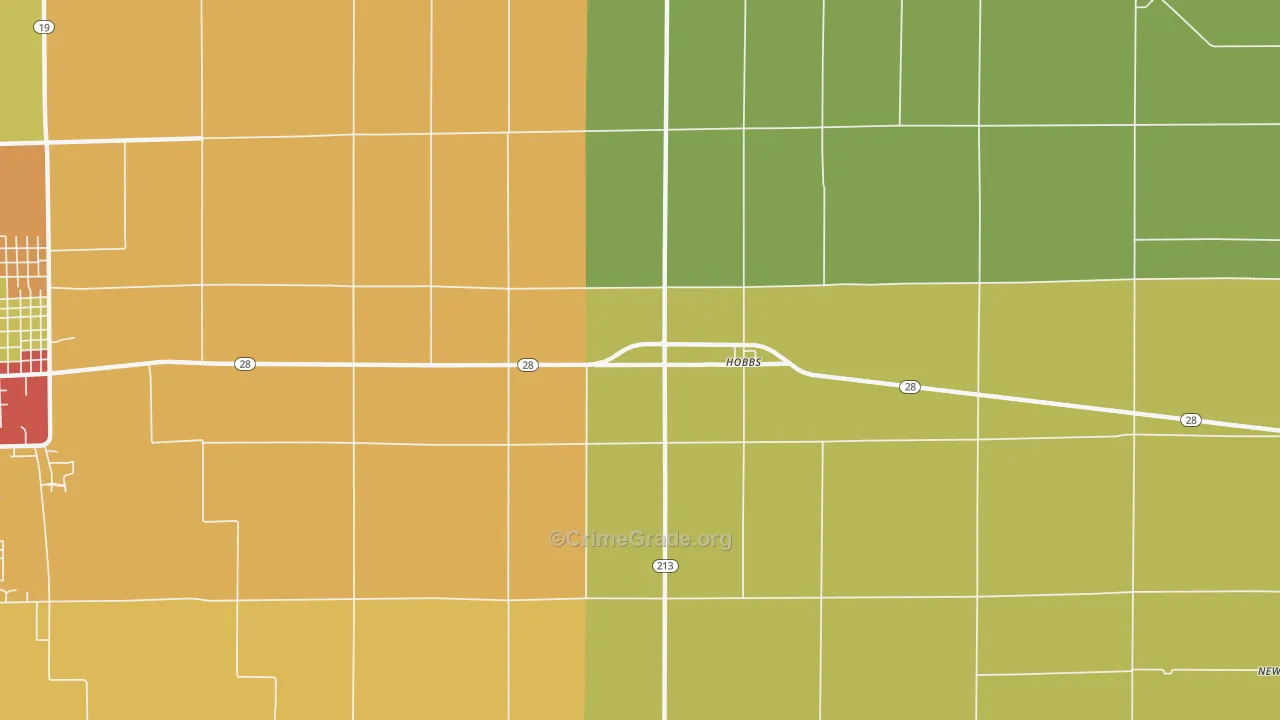 Hobbs, IN Map of Vandalism Rates