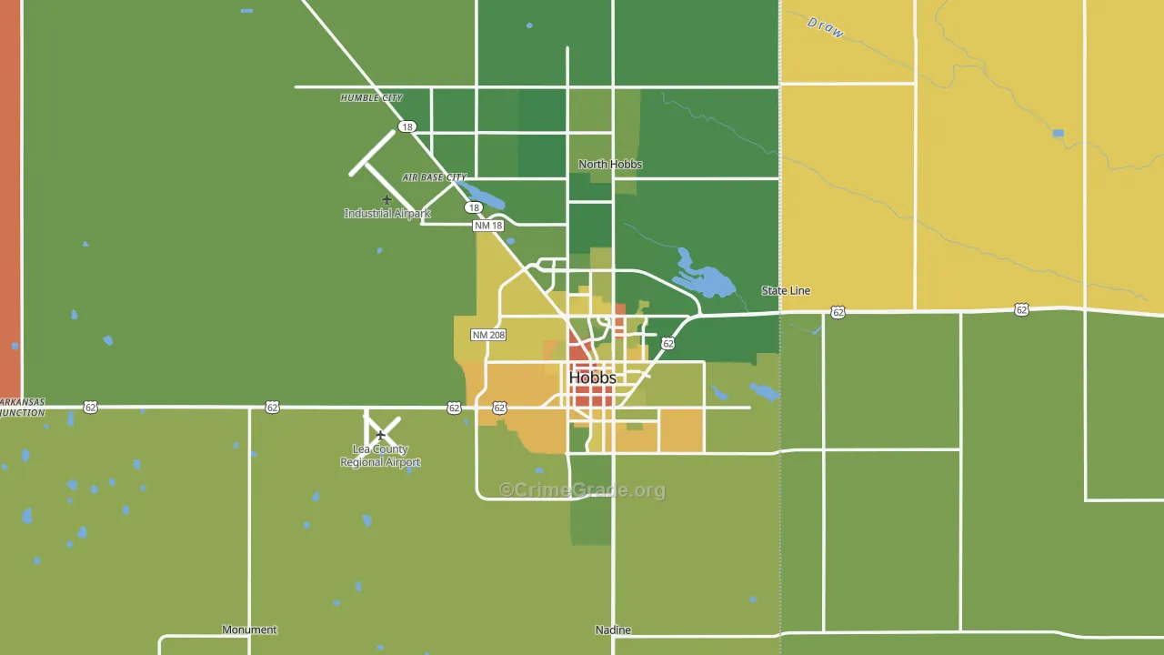 Hobbs, NM Map of Vandalism Rates