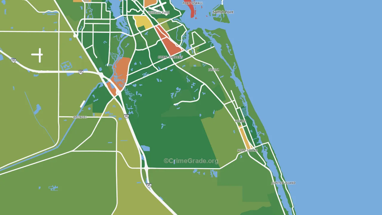 Hobe Sound, FL Map of Vandalism Rates