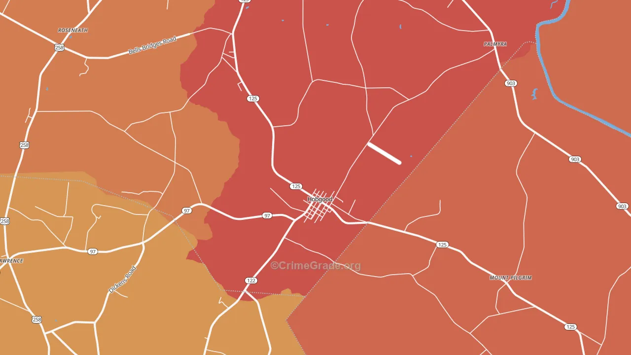Hobgood, NC Map of Vandalism Rates