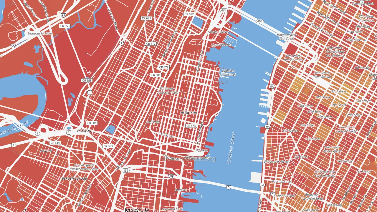 Hoboken, NJ Map of Vandalism Rates