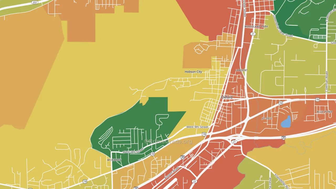 Hobson City, AL Map of Vandalism Rates