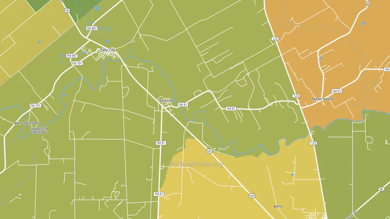 Hobson, TX Map of Vandalism Rates