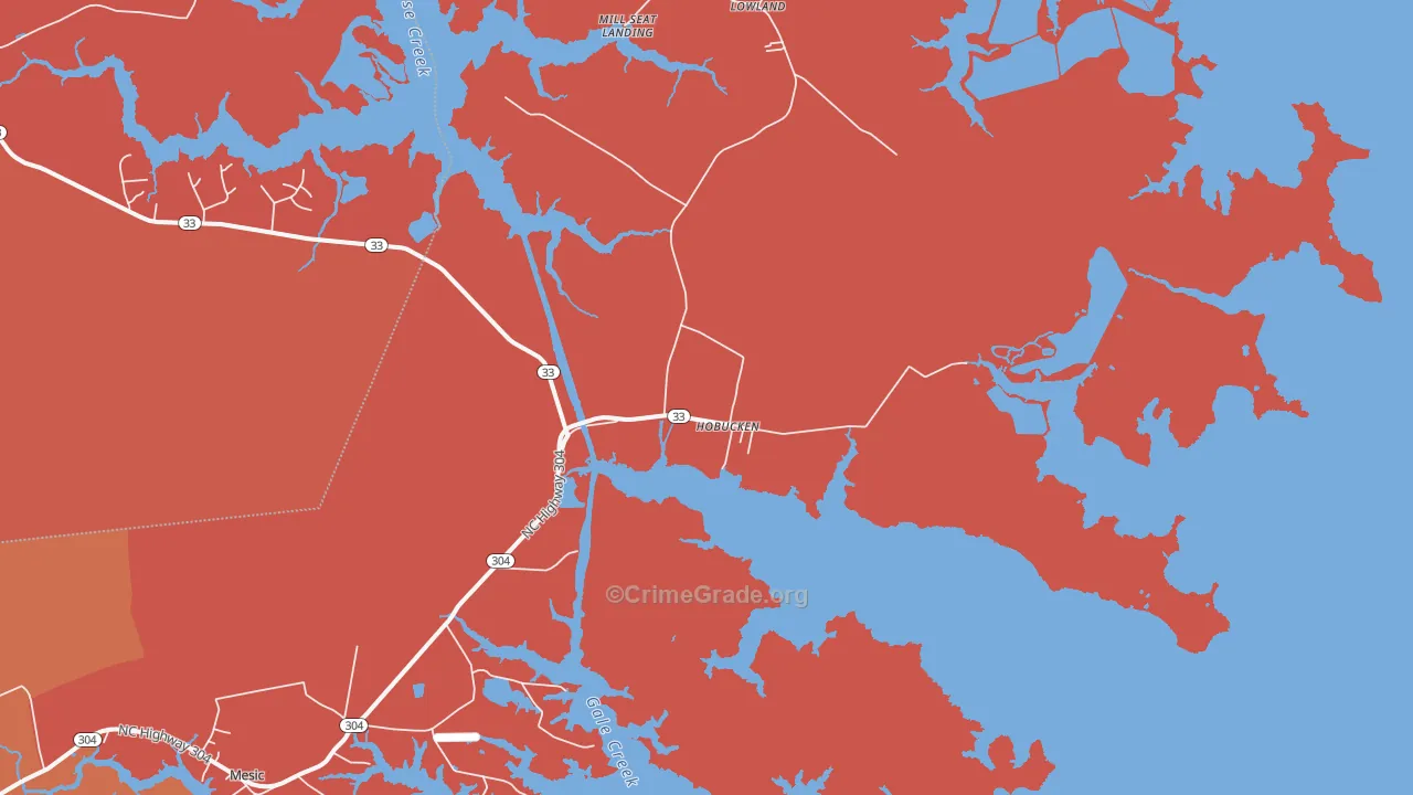 Hobucken, NC Map of Vandalism Rates