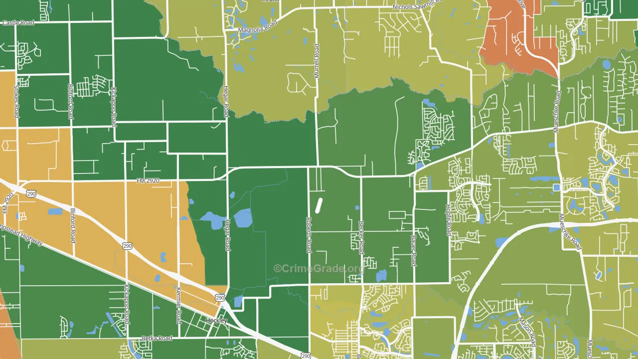 Hockley, TX Map of Vandalism Rates