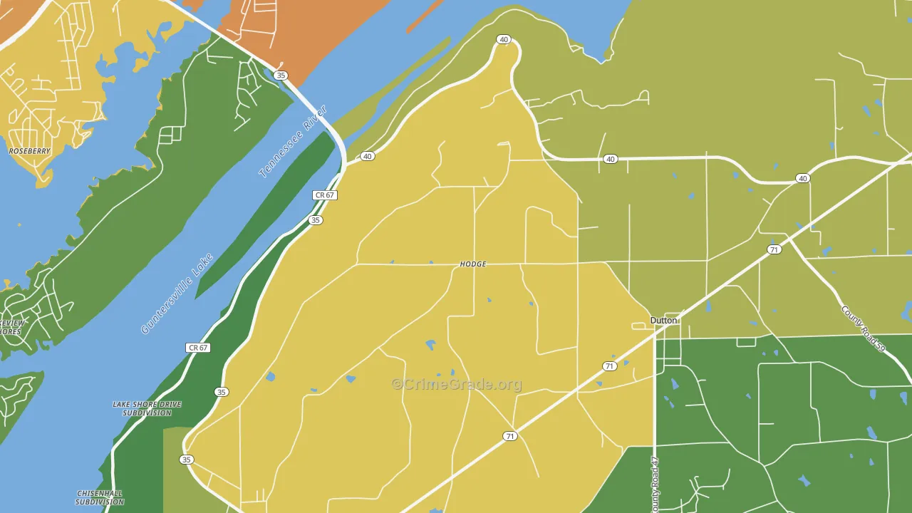 Hodge, AL Map of Vandalism Rates