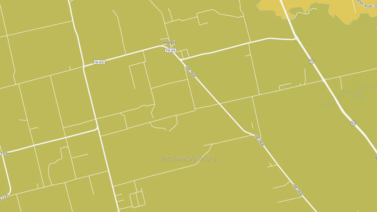 Hodges, TX Map of Vandalism Rates