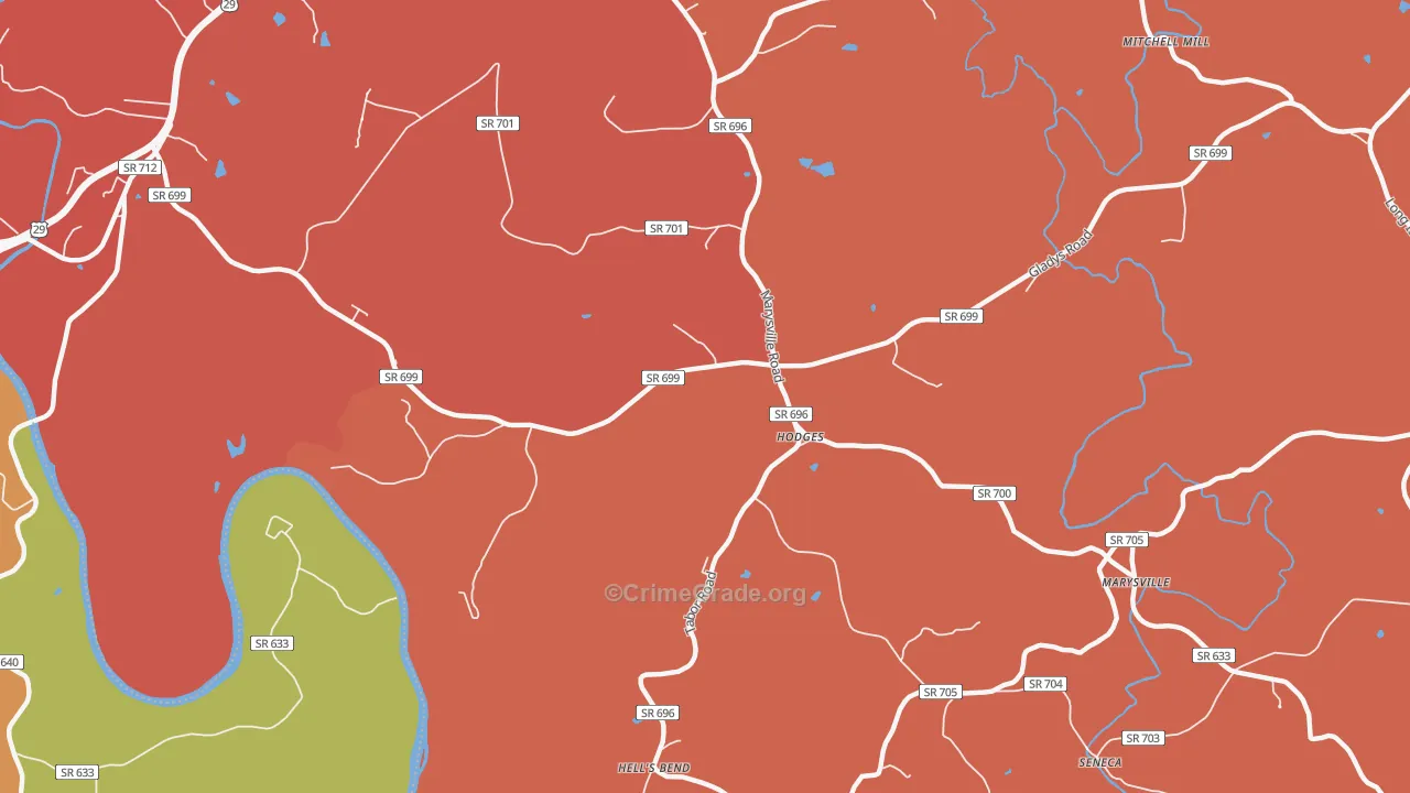 Hodges, VA Map of Vandalism Rates