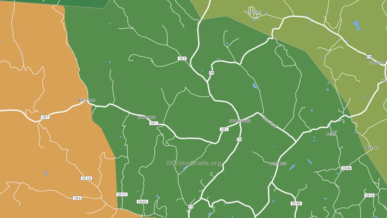 Hodgesville, WV Map of Vandalism Rates