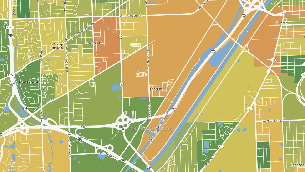 Hodgkins, IL Map of Vandalism Rates