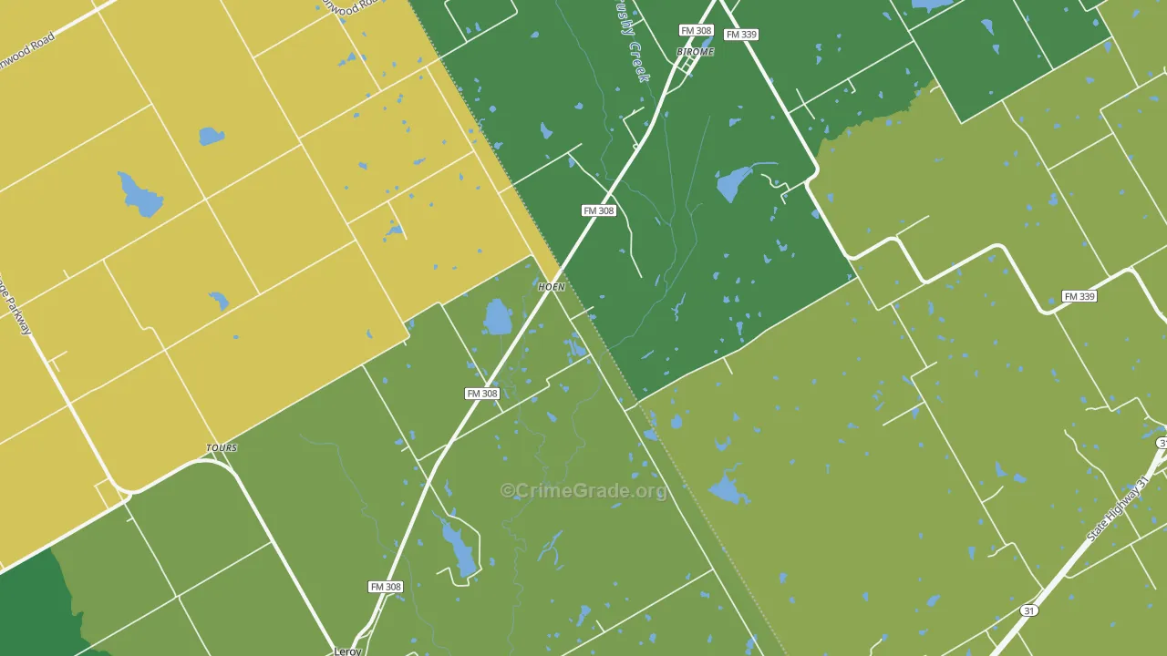 Hoen, TX Map of Vandalism Rates