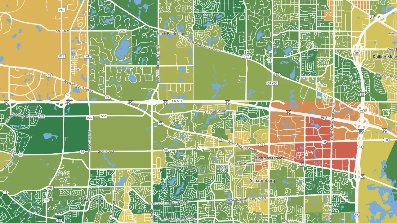 Hoffman Estates, IL Map of Vandalism Rates