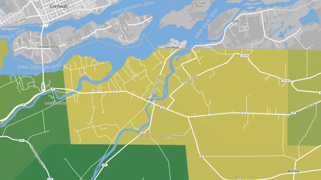 Hogansburg, NY Map of Vandalism Rates
