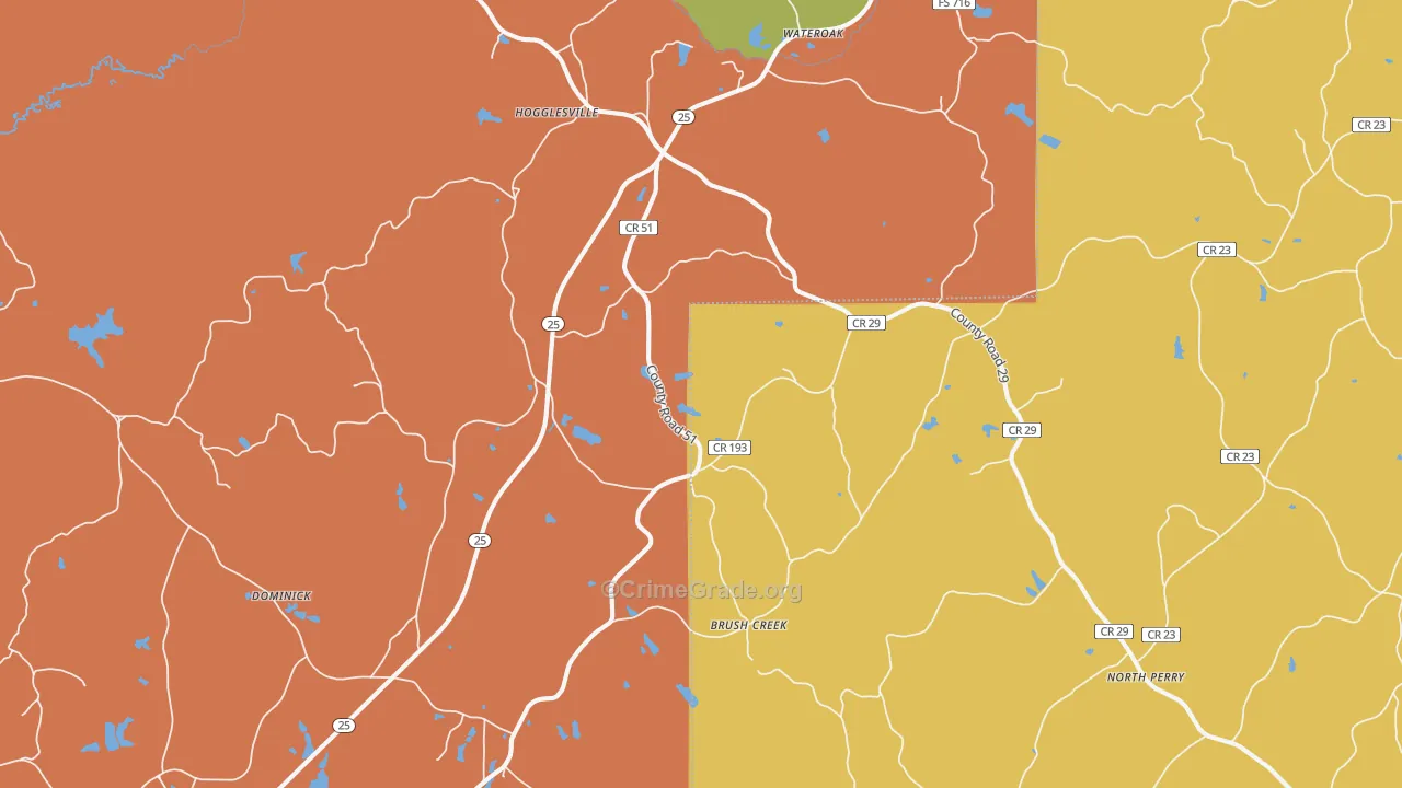 Hogglesville, AL Map of Vandalism Rates