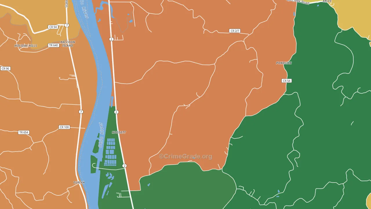 Hogsett, WV Map of Vandalism Rates