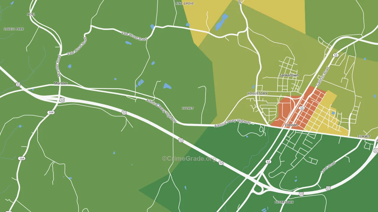 Hoguetown, PA Map of Vandalism Rates