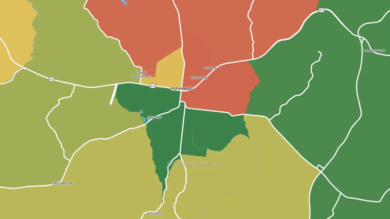 Hohenwald, TN Map of Vandalism Rates