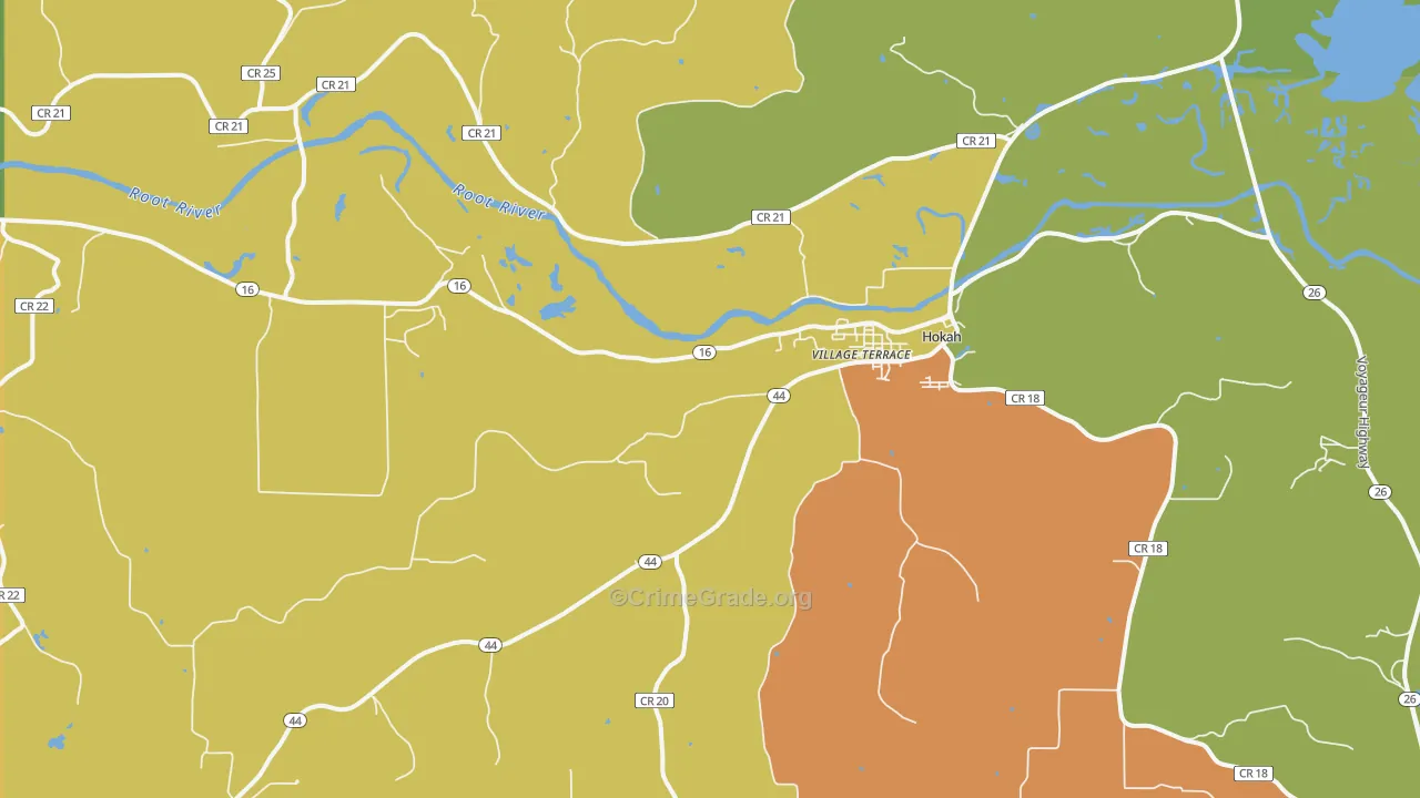 Hokah, MN Map of Vandalism Rates