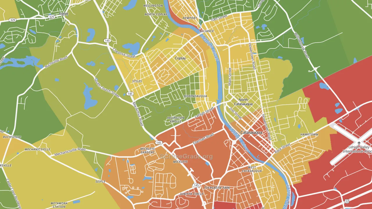 Hokendauqua, PA Map of Vandalism Rates